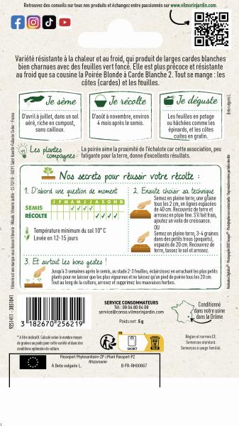Potagères - Poirée Verte à Carde Blanche 3 - MEDIA_PACKAGING_VERSO